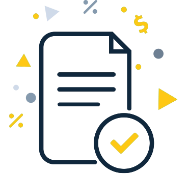 Document with checkmark, indicating approved truck loan financing application