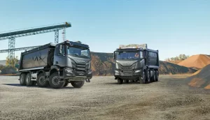 2 IVECO S-Way Trucks parked on an excavation site